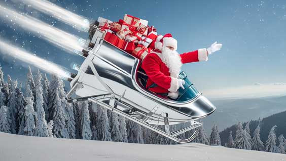 Santa has had an upgrade, presenting the F-Sleigh: Jet Engines… Stainless Steel… built by Land RoverSanta has had an upgrade, presenting the F-Sleigh: Jet Engines… Stainless Steel… built by Land Rover 